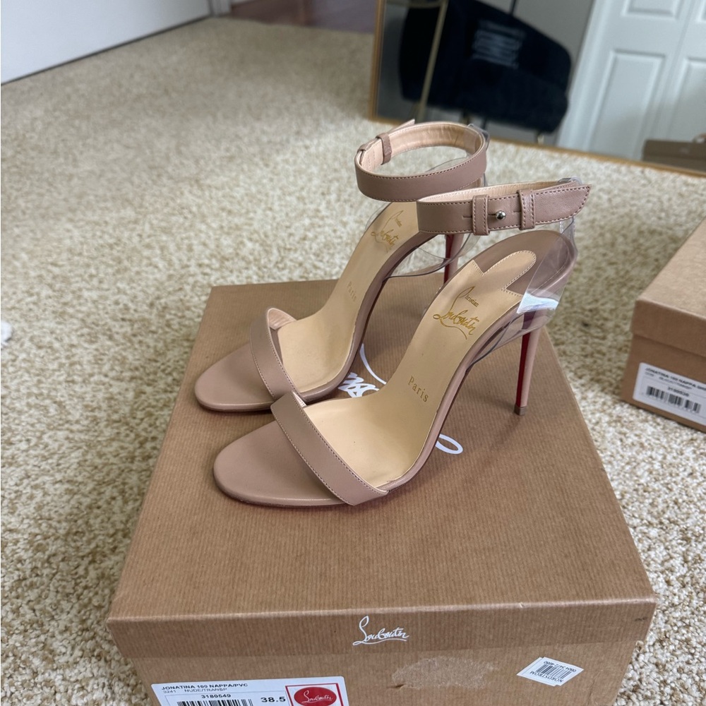 Authentic Christian Louboutin Beige Ankle Strap Heels with Receipt